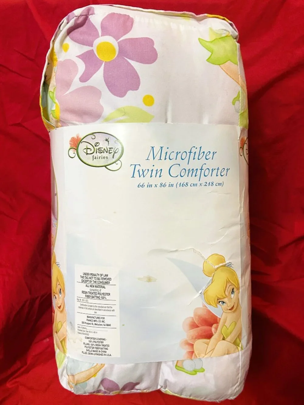 NEW~TWIN Comforter Sheet set~vtg DISNEY PRINCESS~FAIRIES TINKERBELL~cotton rich